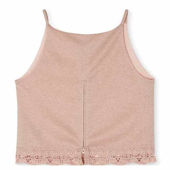 BCX Big Girls 2 Pieces Metallic Top & Necklace Set,16 - Picture 2 of 4